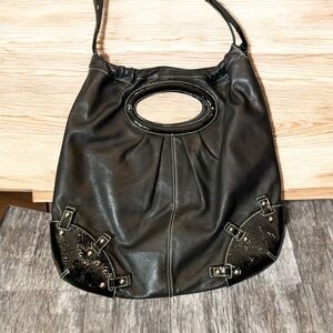 CYNTHIA ROWLEY  HOBO with shoulder straps Black Leather Women's Bag